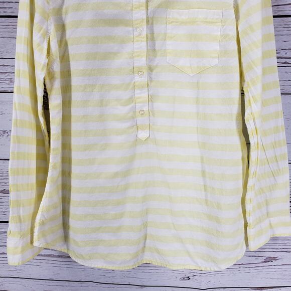 Old Navy Yellow 100%Cotton Striped Button Up Long Sleeve Top Size Large - Picture 4 of 14